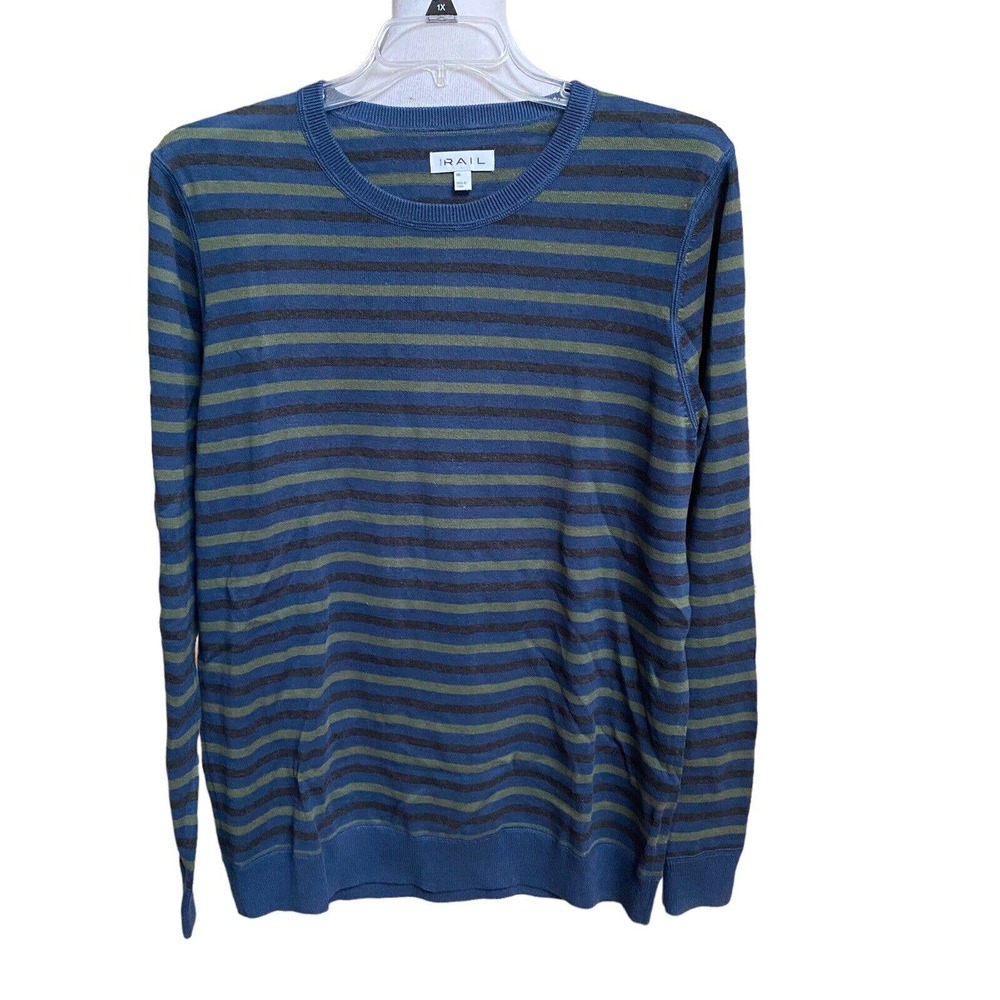 The Rail Mens Size XXL Crewneck Stripe Pullover Sweater $49 EV114 NWOT